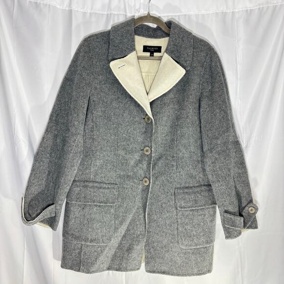 Talbots Open Front Wool Blend Jacket 14P Gray cream Two-Tone - Picture 2 of 6